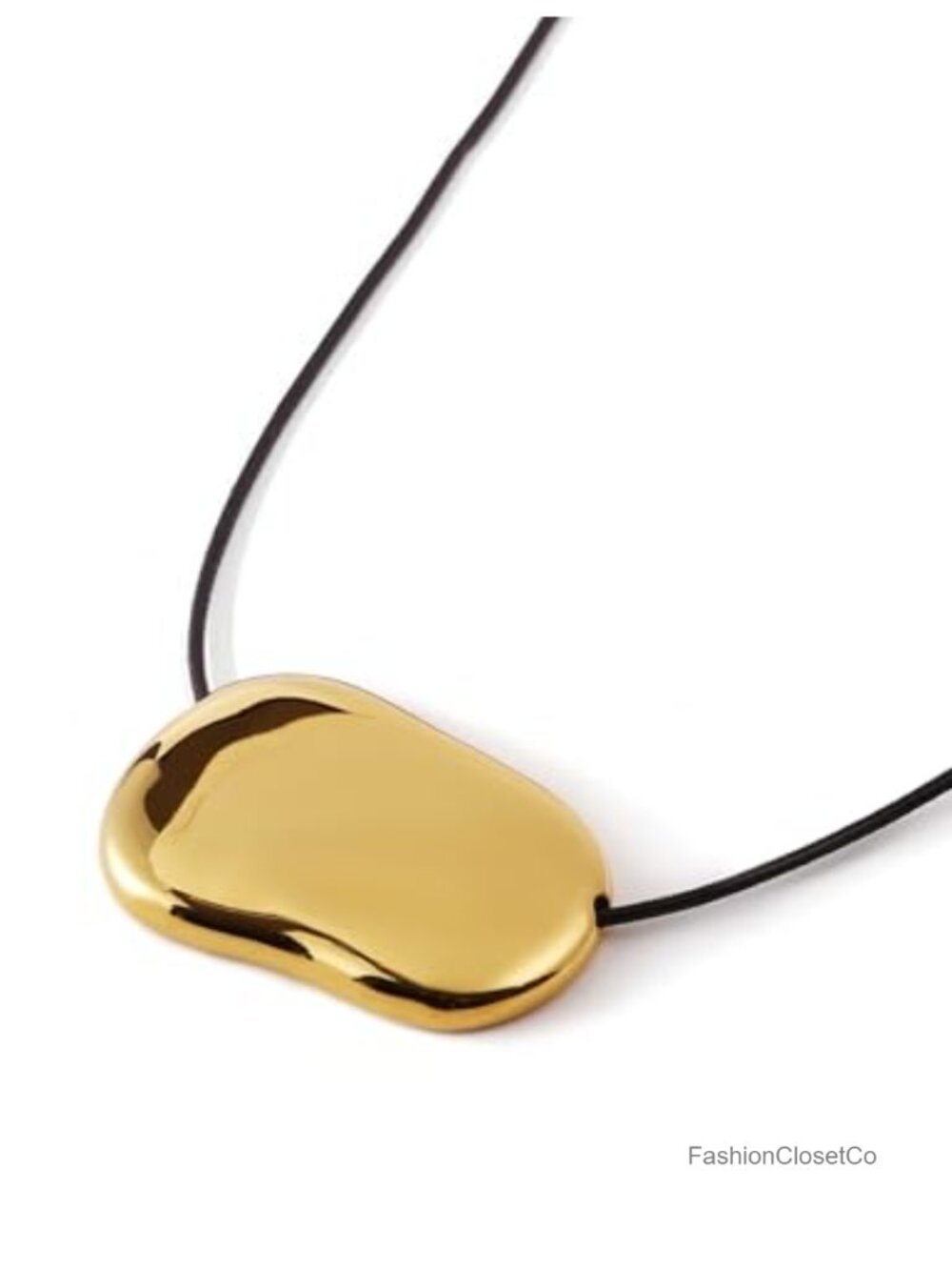 18K PVD Gold Plated Stainless Steel Pebble Pendant Necklace with Adjustable